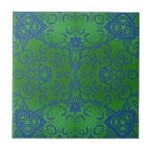 Abstract Damask Emerald Green Blue Pattern Tegeltje (Voorkant)