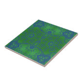 Abstract Damask Emerald Green Blue Pattern Tegeltje (Zijkant)