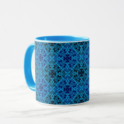Abstract decoratief decor blauw zwart of mok (Voorkant links)