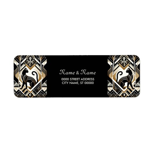 Abstract decoratief kat retouradreslabel etiket (Voorkant)
