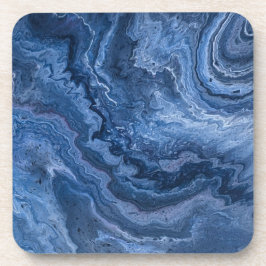Abstract Deep Blue Marmer Bier Onderzetter