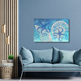 Abstract Deep Blue Zee afdrukken op Canvas 36 x 24