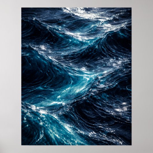 Abstract Deep Ocean Water Ripple Art Poster (Devant)