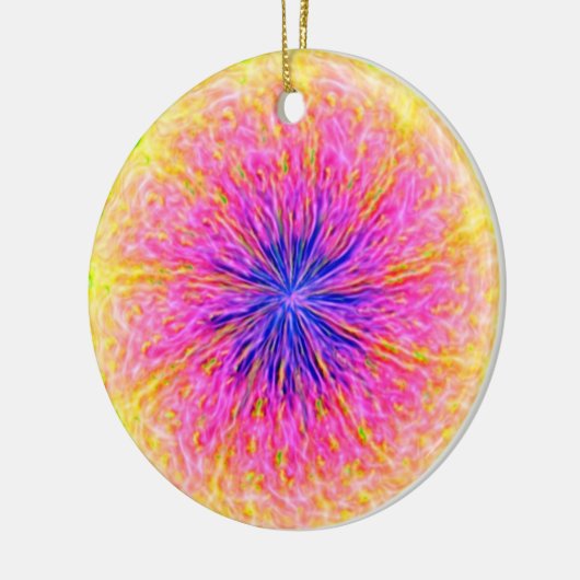 Abstract Delight Roze en Sinaasappel Keramisch Ornament (Links)