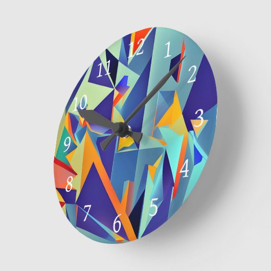 Abstract design 290 Cubisme blauw Sinaasappel Ronde Klok (Hoek)