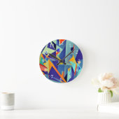 Abstract design 290 Cubisme blauw Sinaasappel Ronde Klok (Huis)