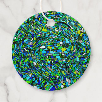 Abstract Design Blue Green Waves Shapes Bedankjes Labels