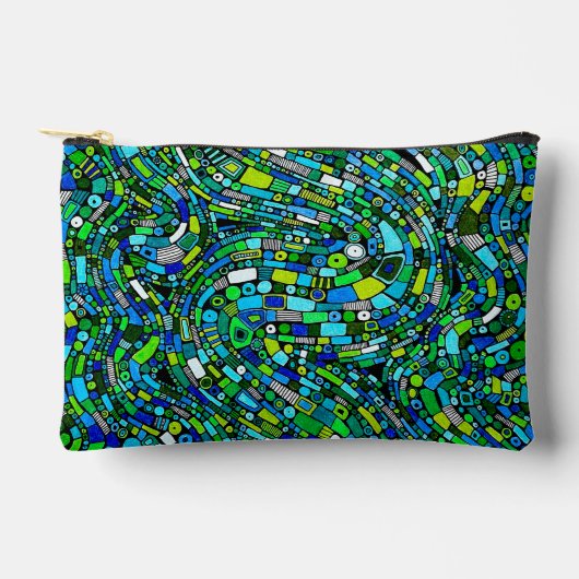 Abstract Design Blue Green Waves Shapes Etui (Voorkant)