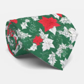 Abstract design of poinsettia and Christmas roses Stropdas (Opgerold)