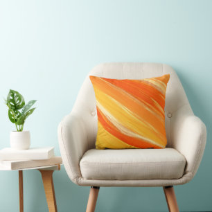 Abstract Diagonaal Oranje en Gele Strepen Kussen