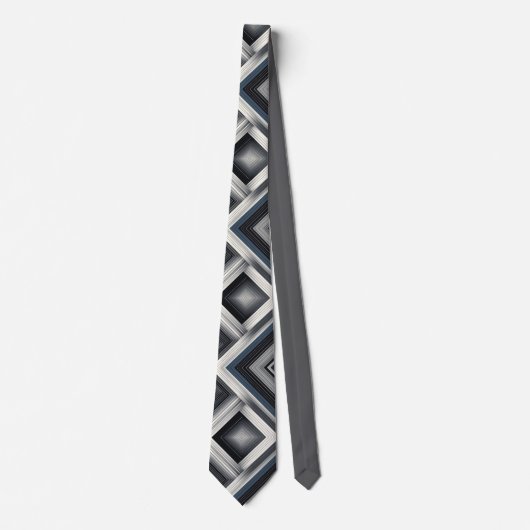 Abstract Diagonal Stripe Silver Black White Stropdas (Voorkant)