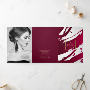 Abstract Diep Robijnrood Kwaststreken Brochure Drieluik Kaart