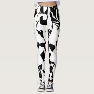 Abstract Dier Zwart & Wit Leggings