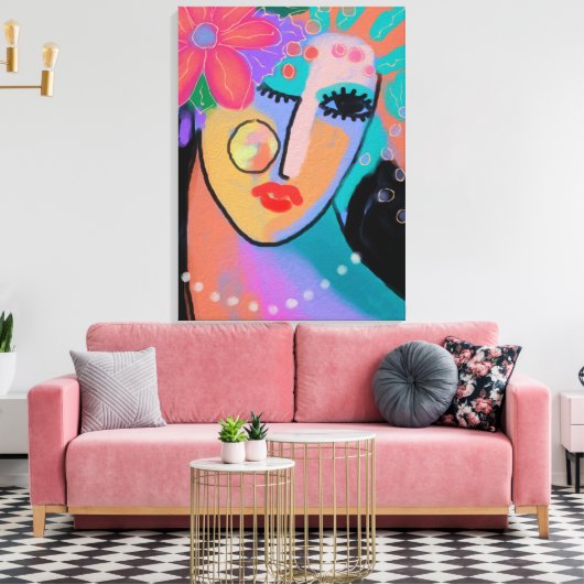 Abstract digitaal portret met alle indrukwekkende canvas afdruk (Insitu (Woonkamer))