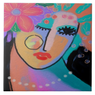 Abstract digitaal portret met alle indrukwekkende tegeltje