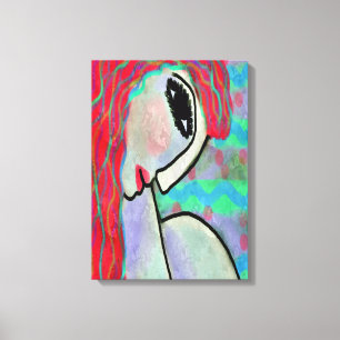 Abstract digitaal portret van een rood hoofd canvas afdruk