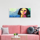 Abstract digitaal portret zonder titel van een vro canvas afdruk (Insitu (Woonkamer))