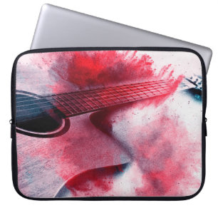 Abstract digitaal schilderij van gitarart, abstrac laptop sleeve