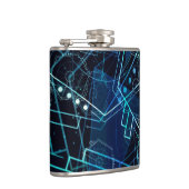 Abstract Digital Geometric Data Blue Art Heupfles (Rechts)