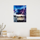 Abstract Digital Glitch Sunset Poster (Keuken)