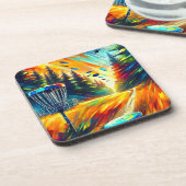 Abstract Disc Golf Art Bier Onderzetter (Linkerzijde)