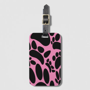 Abstract Dog Pawprint Roze Bagagelabel