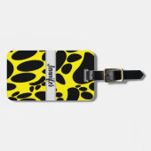 Abstract Dog Pawprint Yellow Custom Naam Bagagelabel (Voorkant horizontaal)