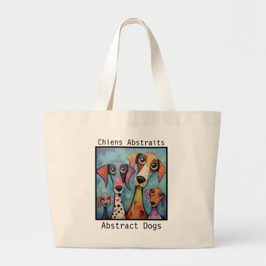 Abstract Dogs blue Grote Tote Bag (Voorkant)