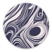 Abstract donkerblauw en grijs vloeibaar wervelt on keramische knop (Voorkant)