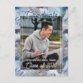 Abstract donkerblauw grijs Afstuderen Aankondiging Briefkaart (Voorkant)