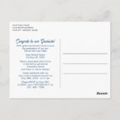 Abstract donkerblauw grijs Afstuderen Aankondiging Briefkaart (Achterkant)