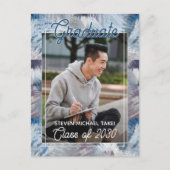 Abstract donkerblauw grijs Afstuderen Aankondiging Briefkaart (Voorkant)