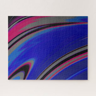 Abstract donkerblauw grijs magenta fractale wervel legpuzzel