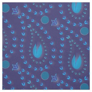 Abstract donkerblauw Paisley Tulip Floral patroon Stof