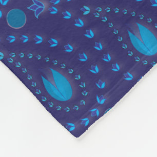Abstract donkerblauw paisley tulp bloempatroon fleece deken