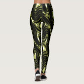 Abstract donkergroen Alien-patroon Leggings (Achterkant)