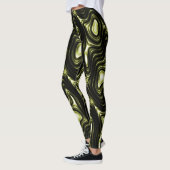 Abstract donkergroen Alien-patroon Leggings (Links)