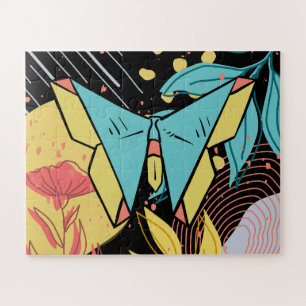 Abstract & Doodle Kleurrijke Bloemvlinder Natuur Legpuzzel