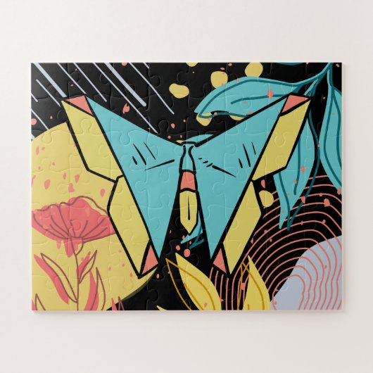 Abstract & Doodle Kleurrijke Bloemvlinder Natuur Legpuzzel (Horizontaal)