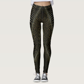 Abstract Dot Pattern | Black & Yellow Halftone Leggings