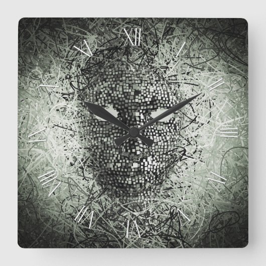 Abstract draadmasker vierkante klok (Voorkant)