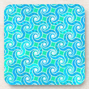 Abstract draaipatroon - Blauw, Jade Green & White Drankjes Onderzetter