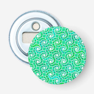 Abstract draaipatroon - tinten groen button flesopener