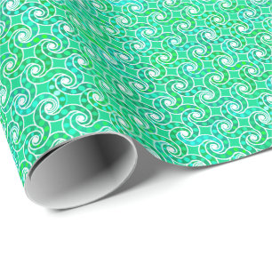 Abstract draaipatroon - tinten groen cadeaupapier
