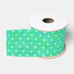 Abstract draaipatroon - tinten groen grosgrain lint