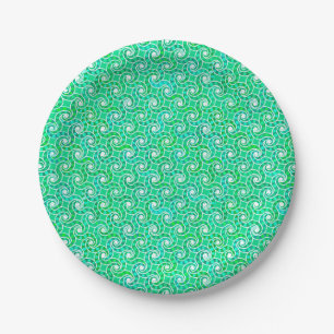 Abstract draaipatroon - tinten groen papieren bordje