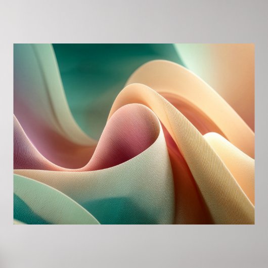 Abstract Drapery with Pastel Gradient Flow Poster (Voorkant)
