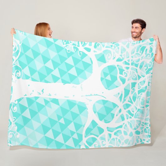 Abstract driehoekspatroon in Wilde en Vrije Munt Fleece Deken (In situ)