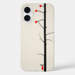 Abstract dromerig klein rood meisje en een boombed iPhone 16 hoesje