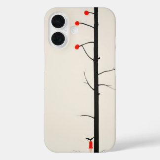 Abstract dromerig klein rood meisje en een boombed iPhone 16 hoesje
